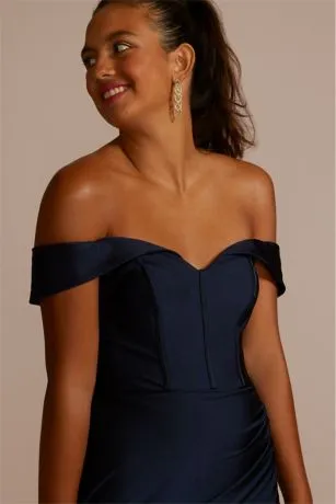 Sweetheart Off The Shoulder Stretch Satin Dress - Image 3