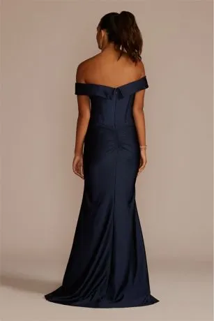 Sweetheart Off The Shoulder Stretch Satin Dress - Image 2