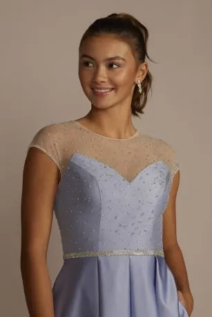 Satin Ball Gown With Sheer Embellished Top - Image 3