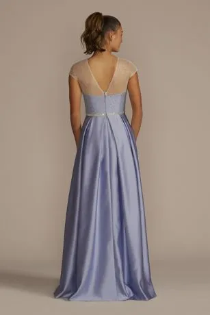 Satin Ball Gown With Sheer Embellished Top - Image 2