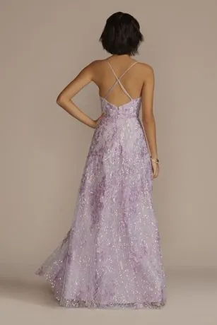 Scoop Neck Sequin Floral Embroidered A-line - Image 2