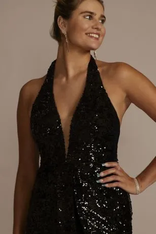 Illusion Plunge Ombre Sequin Sheath - Image 3