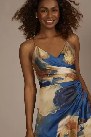 Abstract Floral Charmeuse Ruffle Dress - Image 3