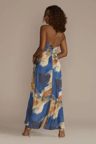 Abstract Floral Charmeuse Ruffle Dress - Image 2