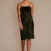Empire Waist Velvet And Sequin Midi Dress