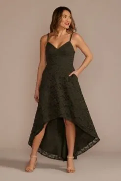 High-Low Corded Lace A-Line Dress