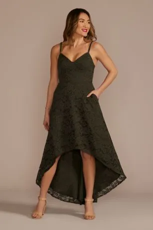 High-Low Corded Lace A-Line Dress