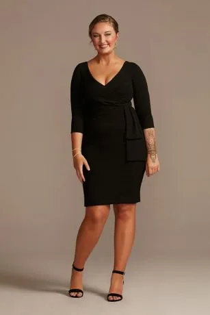Knee Length Crepe Dress With Cascade