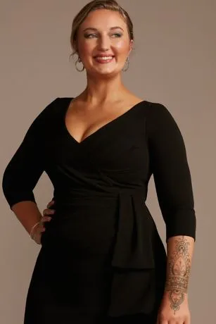 Knee Length Crepe Dress With Cascade - Image 3