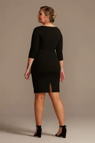 Knee Length Crepe Dress With Cascade - Image 2