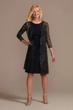 Knee Length Crepe Tank Dress And Matching Jacket