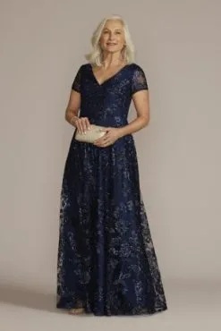 Floral Embroidered A-Line With Illusion Sleeves