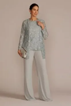 Three-Piece Sparkle Lace Pantsuit