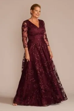 Floral Embroidered Illusion A-Line