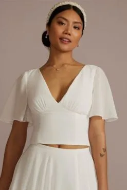 Chiffon Flutter Sleeve Bridal Separates Top