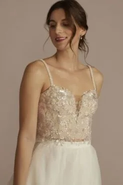 3D Floral Sweetheart Spaghetti Strap Separates Top