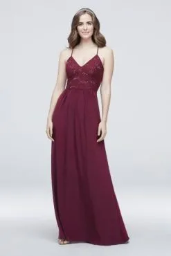 Spaghetti Strap Sequin Lace Jersey Sheath Dress