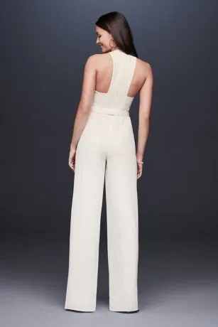 Racerback Crepe Plus Jumpsuit With Crystal Belt - Image 2