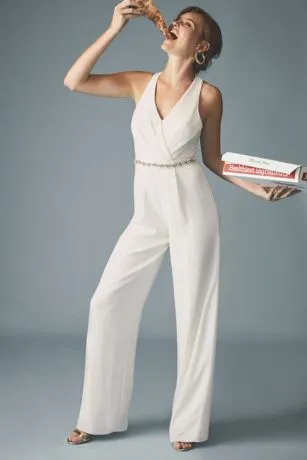Racerback Crepe Plus Jumpsuit With Crystal Belt - Image 4