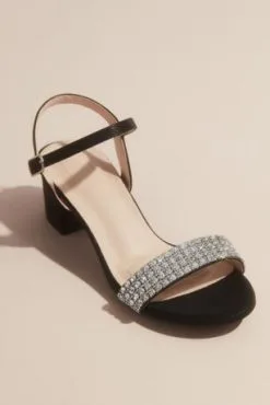 Crystal Strap Low-Block Heel Comfort Sandals