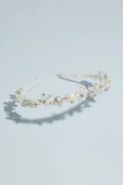 Handwired Crystal Floral And Opal Headband