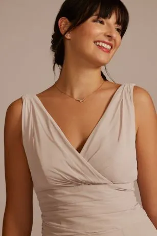 Long Chiffon Surplice Tank Bridesmaid Dress - Image 3