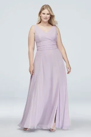 Long Chiffon Surplice Tank Bridesmaid Dress - Image 5