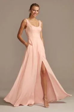 Crepe-Back Satin Scoop Tank Bridesmaid Dress