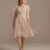 Flutter Sleeve Chiffon Short Bridesmaid Dress