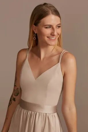 Double Spaghetti Strap Charmeuse Bridesmaid Dress - Image 2