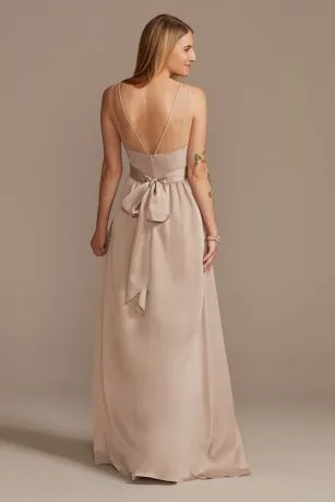 Double Spaghetti Strap Charmeuse Bridesmaid Dress - Image 3