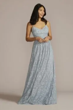 Lace Spaghetti Strap Bridesmaid Dress