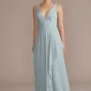 Chiffon V-Neck Tank Bridesmaid Dress With Cascade