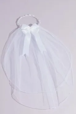 Daisy Chain Two Tier Communion Veil With Bow