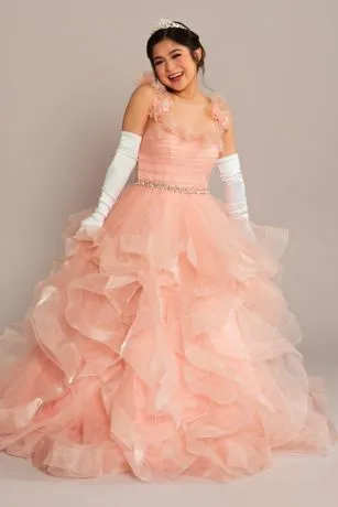 Ruffle Tulle Quince Dress With Convertible Straps - Image 4