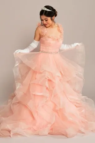 Ruffle Tulle Quince Dress With Convertible Straps - Image 5