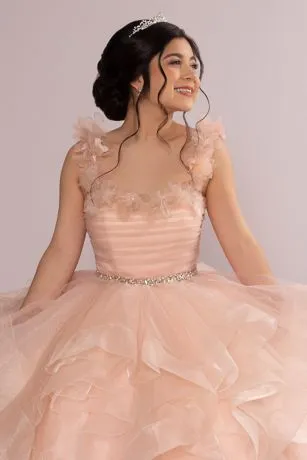 Ruffle Tulle Quince Dress With Convertible Straps - Image 3