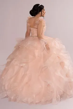 Ruffle Tulle Quince Dress With Convertible Straps - Image 2