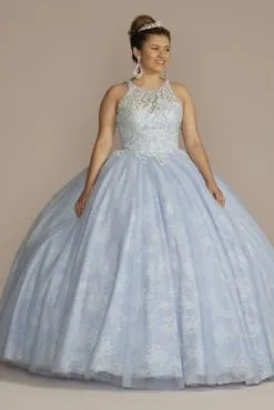 Lace-Up Back Applique Bodice Quince Dress