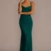 Stretch Crepe Cowl Neck Strappy Bridesmaid Dress