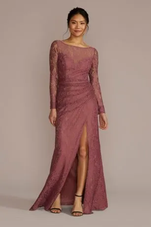 Long-Sleeve Lace Bridesmaid Dress With Slit