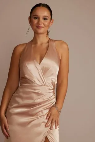 Charmeuse Halter Bridesmaid Dress - Image 3