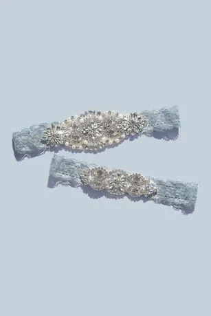 Plus Size Deco Crystal Encrusted Lace Garter Set - Image 2