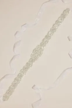 Floral Crystal-Embellished Ribbon Sash