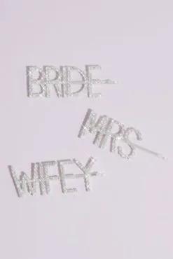 Pave Crystal Bride Mrs Wifey Barrette Set