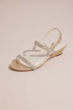 Sheath Crystal Wedge Sandals With Adjustable Strap