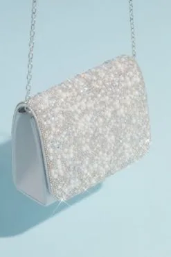 Iridescent Crystal Embellished Crossbody Clutch