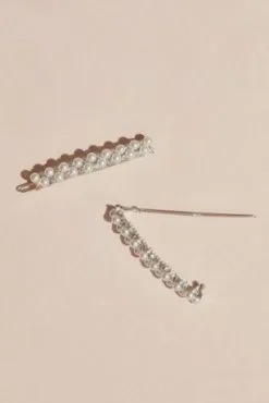 Stacked Pearl And Crystal Barrettes