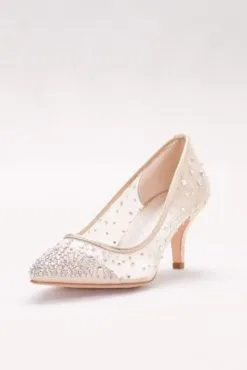 Mid-Heel Mesh Pointed-Toe Pumps