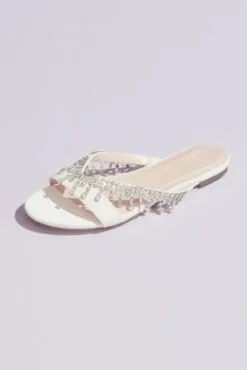 Crystal Drop V-Strap Slide Sandals